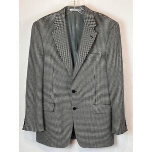 Hickey Freeman Houndstooth Wool Cashmere Blazer Men's Size 40 Union Made In USA